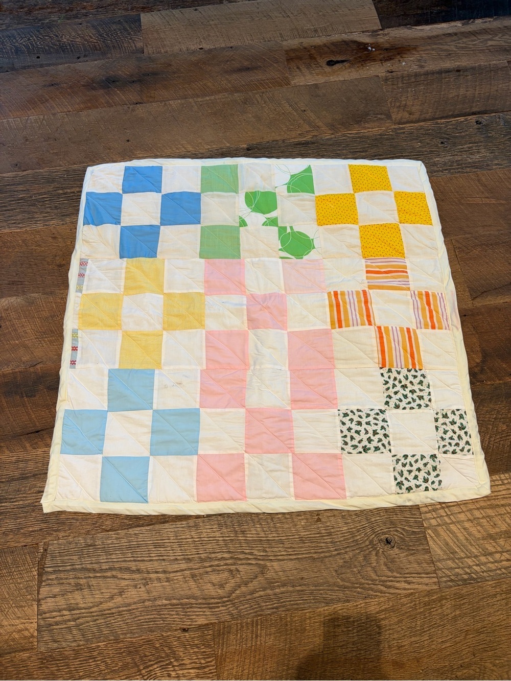 Handmade Pastel Patchwork Baby Quilt / Play Mat